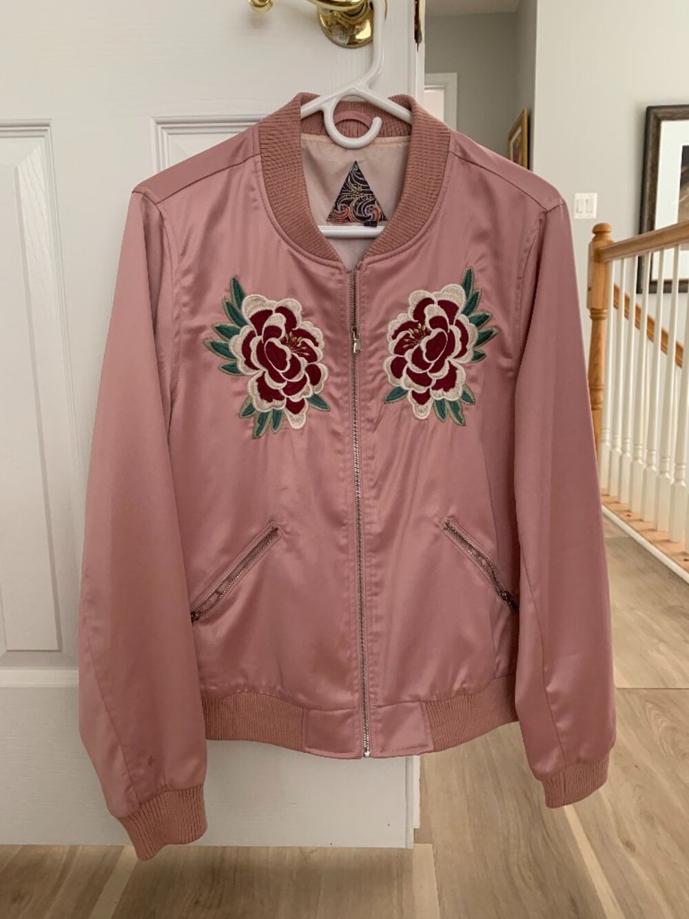 A SIGNATURE EIGHT Pink "Satin Like" Bomber Jacket, Size L